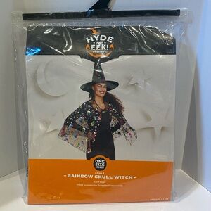 Hyde and Eek! Boutique Adult Rainbow Skull Witch 2-piece Costume Accessories NWT
